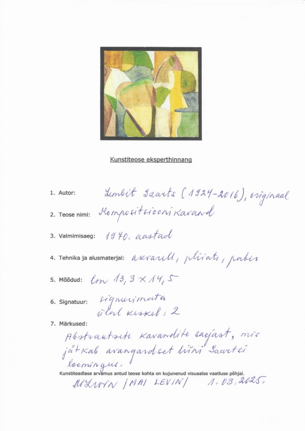 Lembit Saarts "Kompositsiooni kavand" 1970-ndad - Image 2