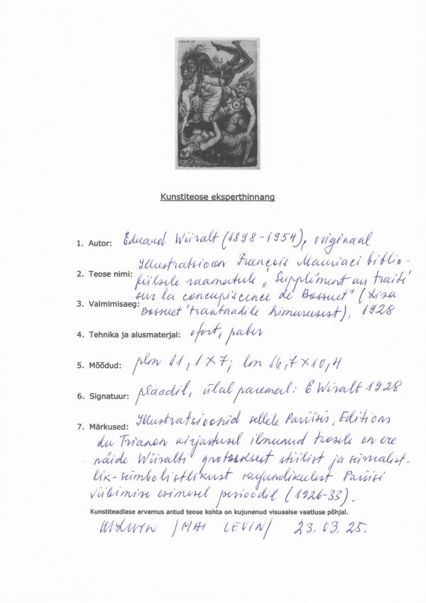 Eduard Wiiralt "Sürreaalne I" 1928 - Image 2
